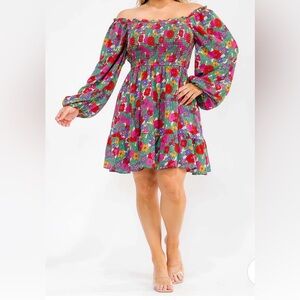 Entro Floral Off-Shoulder Dress- size 1X
